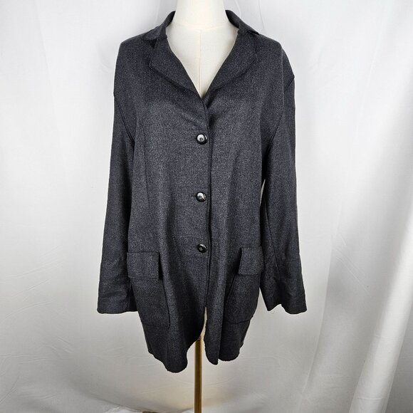 Trixi Schober Longline Cashmere Blazer Jacket Size 12 Dark Gray Germany Luxury - Picture 4 of 10